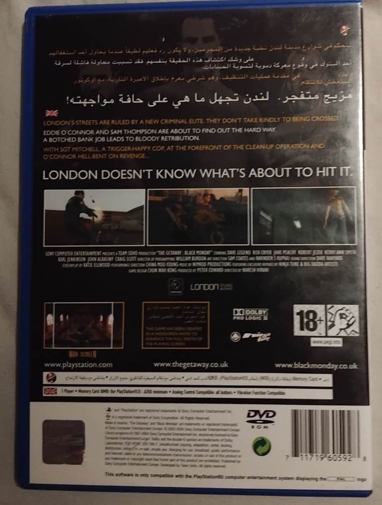 The Getaway: Black Monday PS2 - Rare Arabic Variant