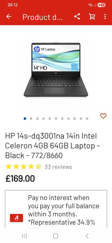 HP 14 inch laptop 