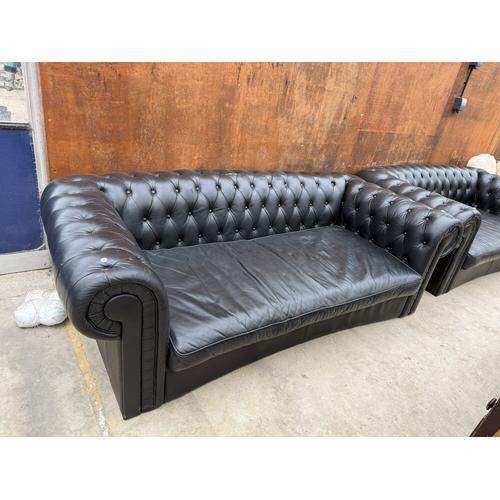 Black leather chesterfield 
