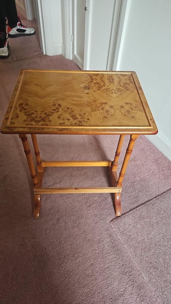 Vintage walnut side table in a burr wood