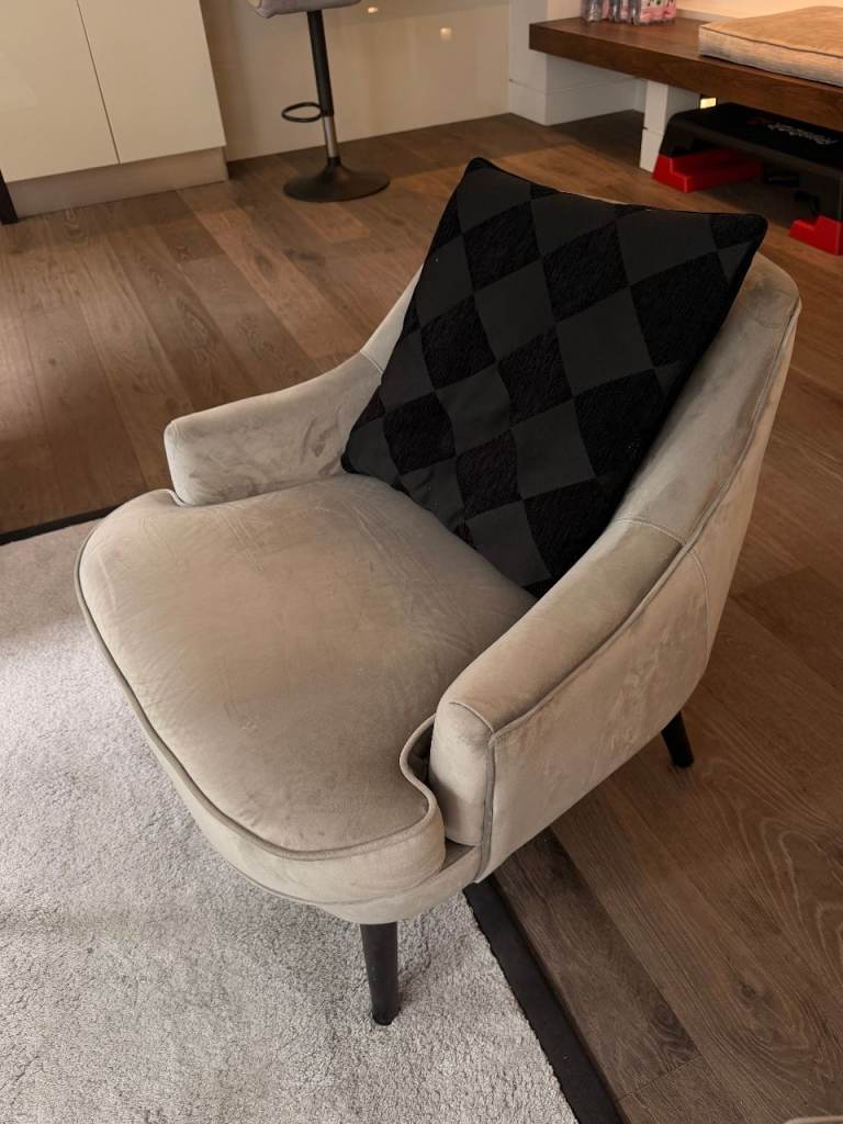 Pair of Contemporary Velvet Lounge Chairs – Light Grey