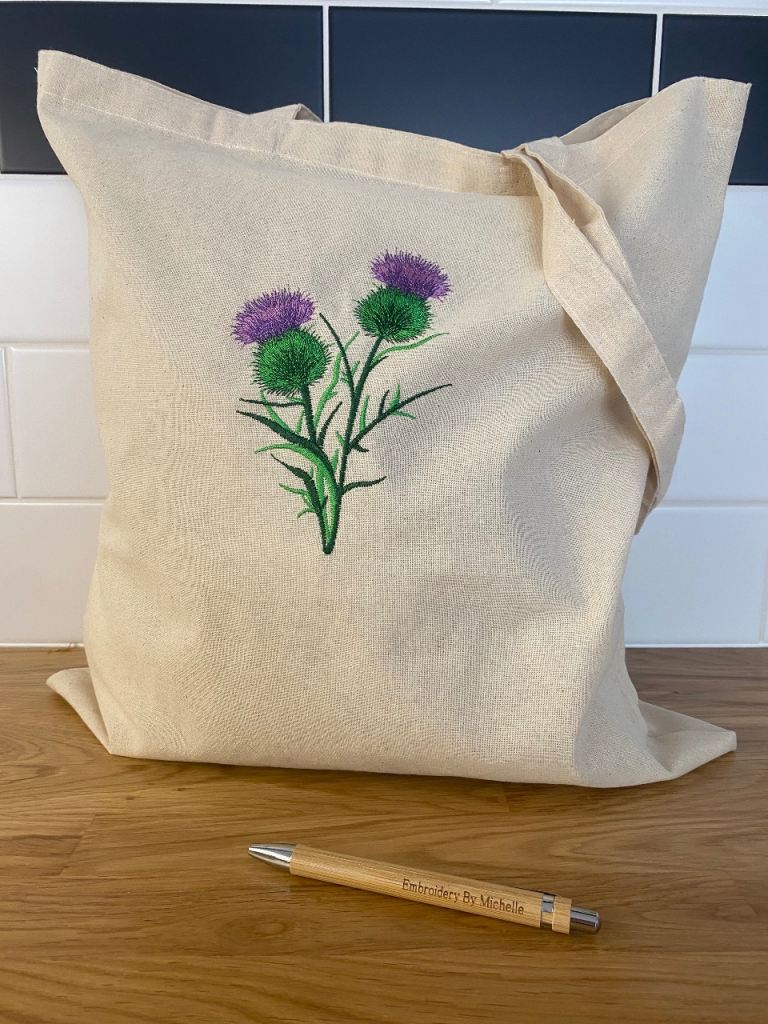 Embroidered Tote bag - Thistle
