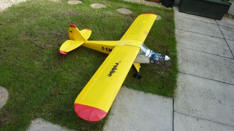 Robbe piper super cub 82 inch span model aeroplane with NGH 17 petrol engine for radio control