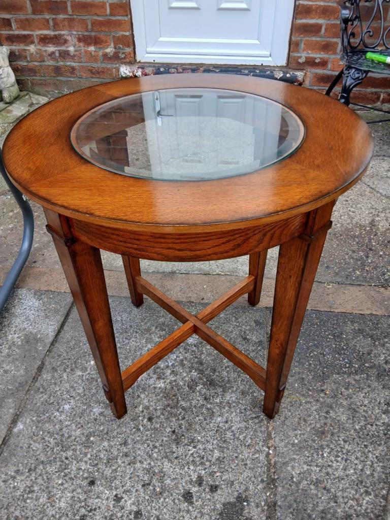 Antique 1930s Art Deco Oak Coffee Display Table 