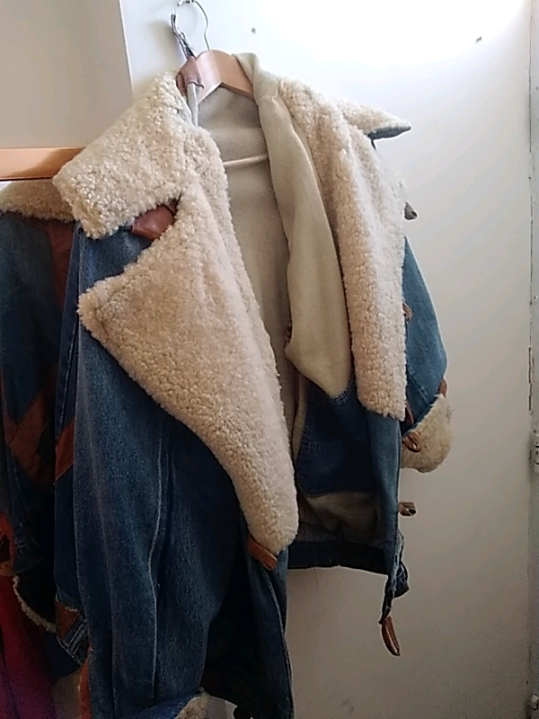 Real heavy duty sheepskin denim jacket