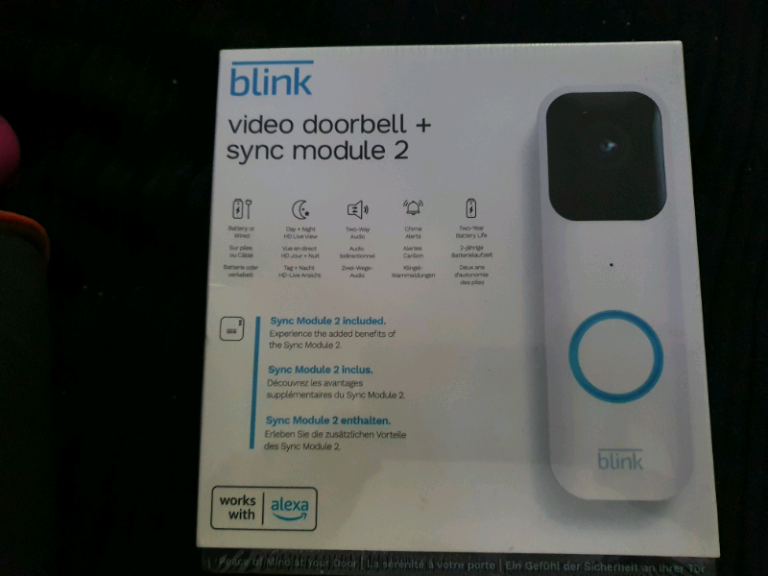 Blink Video Doorbell with Sync Module 2 - White