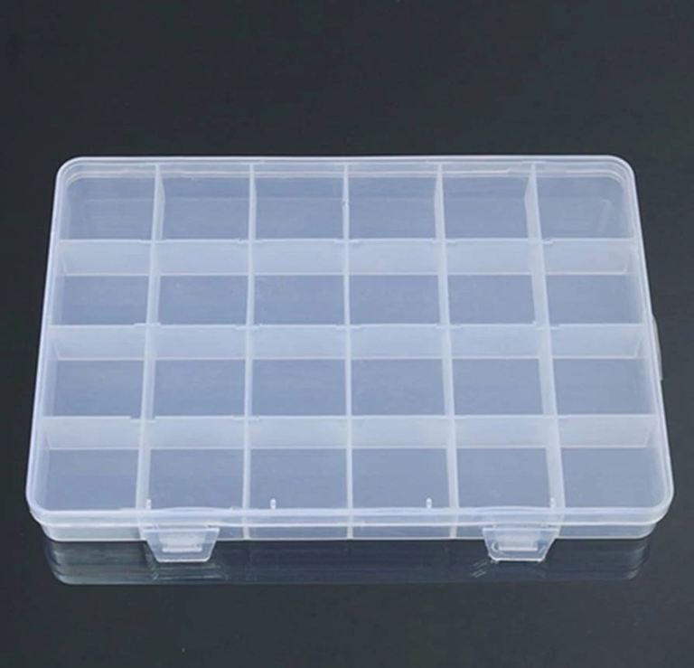 x6 - 24 Compartment Crafts Box Clear Jewellery Bead Organiser Storage Container Case £4 each