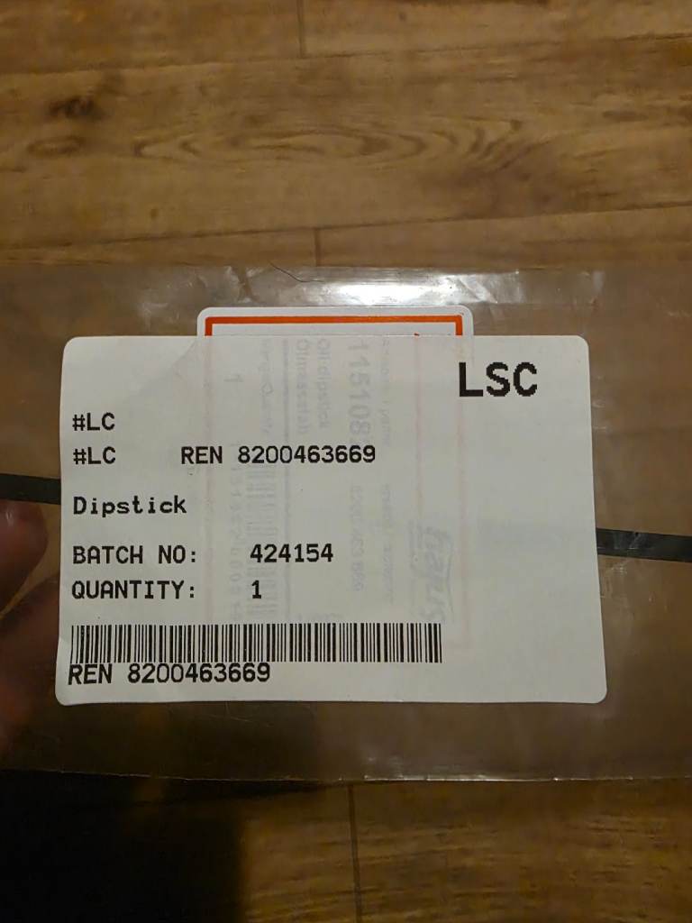 Oil dipstick for Renault 1.5 dci engines