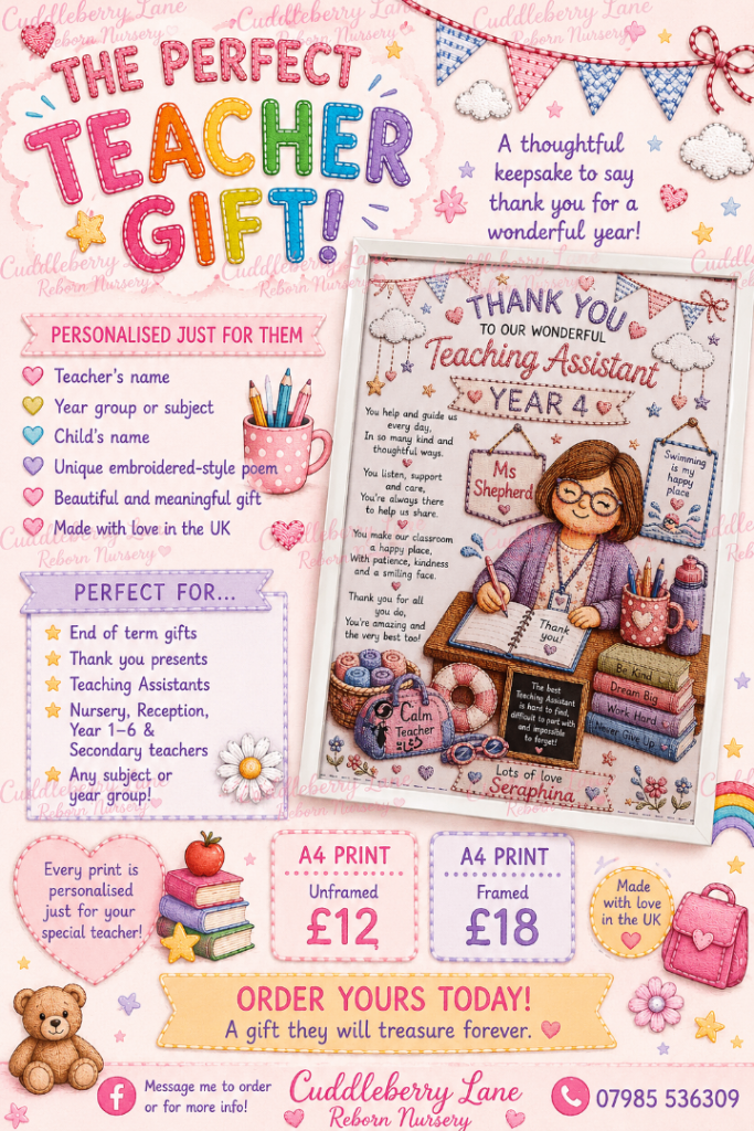 Personalised 'Thank You Teacher' Gift Print – A4 Size