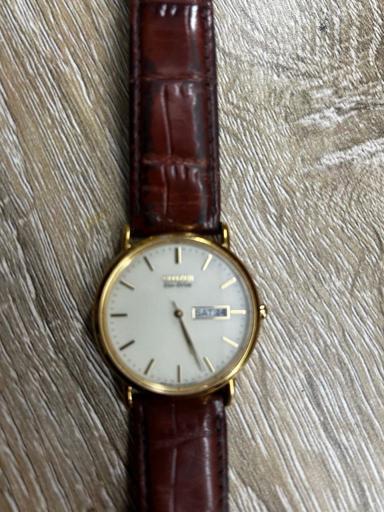 Citizen Gold Tone Watch with Brown Leather Strap