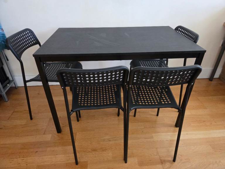 IKEA Black Kitchen table with 4 chairs – Good Condition
