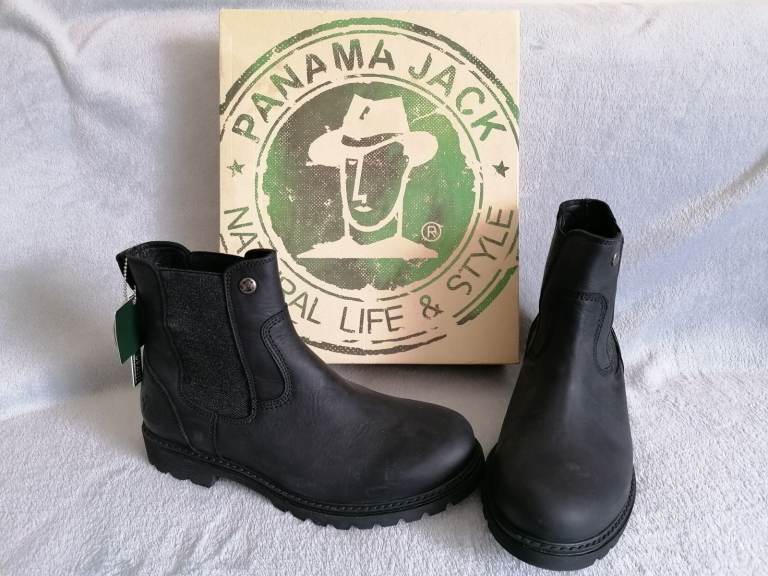 New Panama Jack Mens Boots – Black, Size 8 (EU 42)