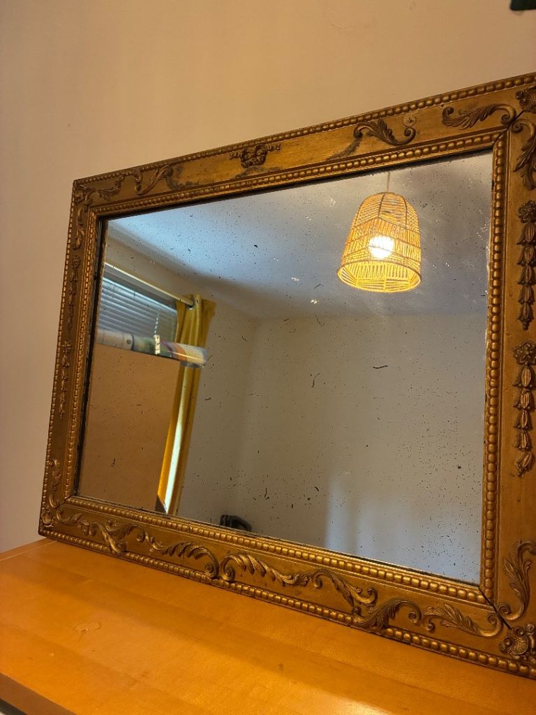 Large Gold Framed Mirror – Ornate Design, Fair Condition