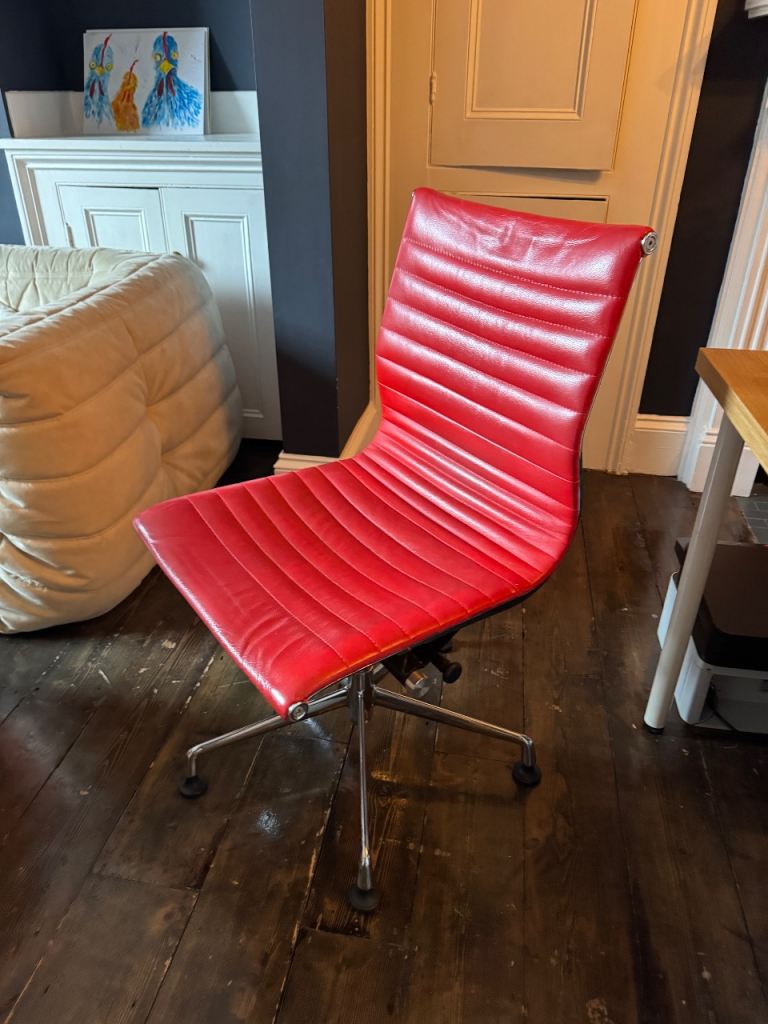 SOLD - Leather Office Swivel Chair - Eames Replica