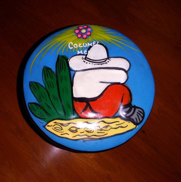 3 Mexican hand painted pottery?  trinket dishes