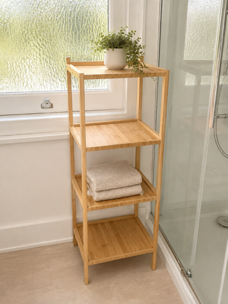 Bamboo 4-Tier Bathroom Shelf Unit – As Good As New