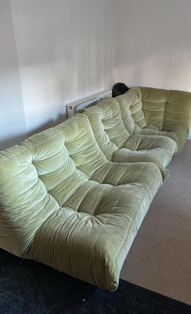 Ligne Roset Togo style sofa , 3 pieces, modular, sage/olive green