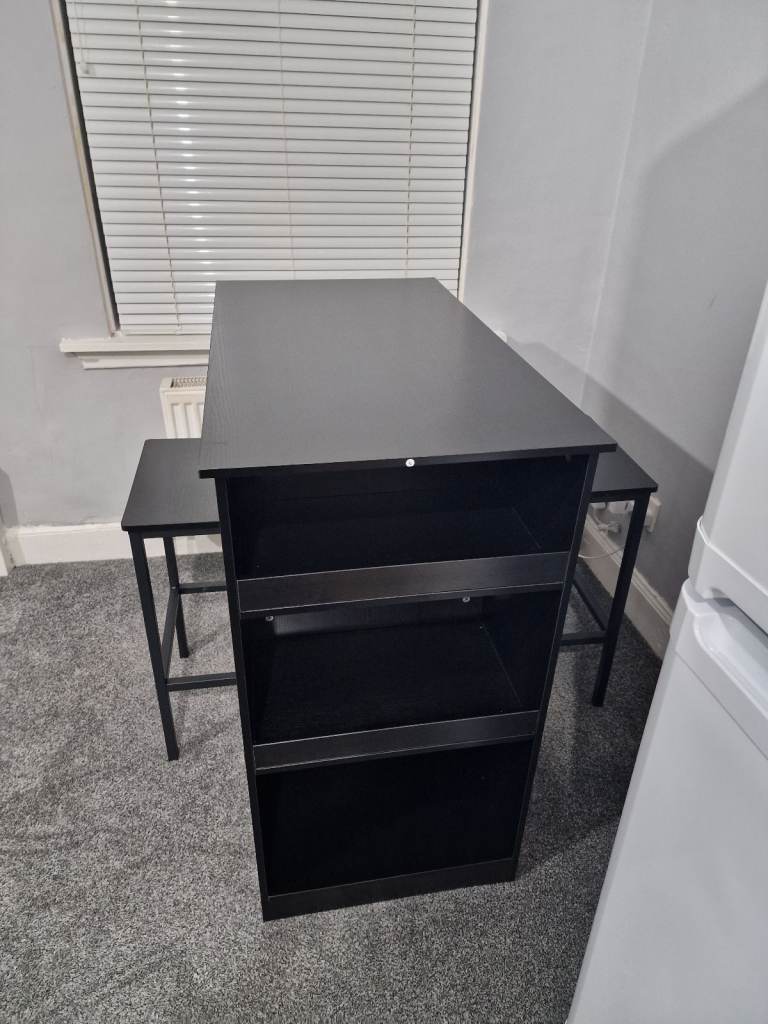 Breakfast bar table & stools for 2 (with storage)