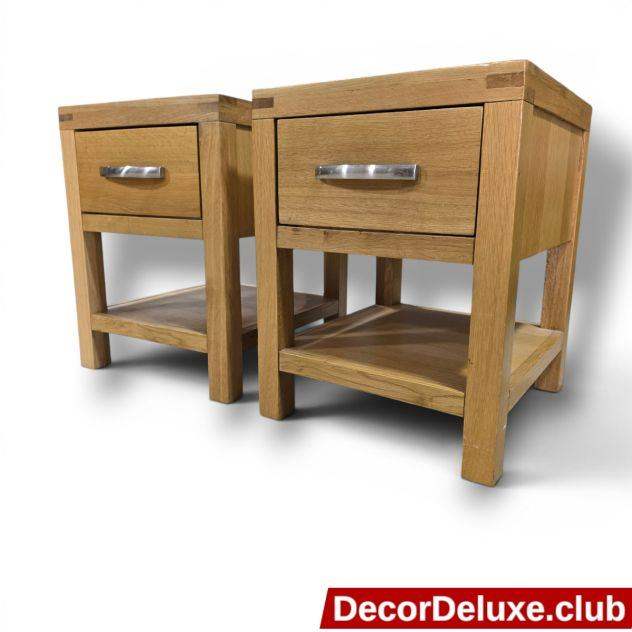 Pair of Low Profile Oak Side Tables - Bedside Drawers - Delivery Available 021A