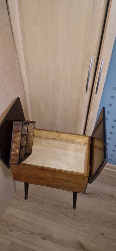 Mid Century Maple/ebony Sewing Box with Removable Dansette Legs