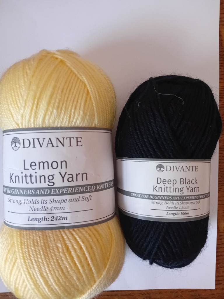 Crafting Lemon & Black Knitting Yarn - NEW