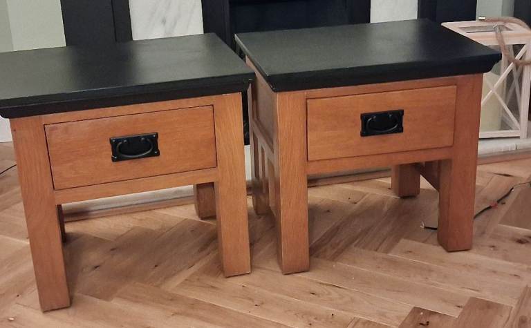 Heavy oak bedside drawers /Lamp tables.