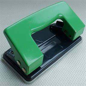 Green Two-Hole Paper Punch – Good Condition