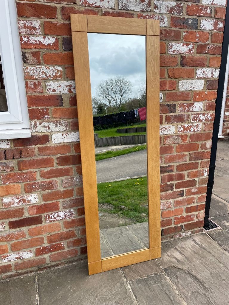 Solid Natural Oak Mirror - Good Condition 