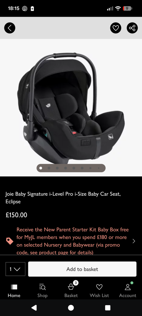 Joie car seat BRAND NEW