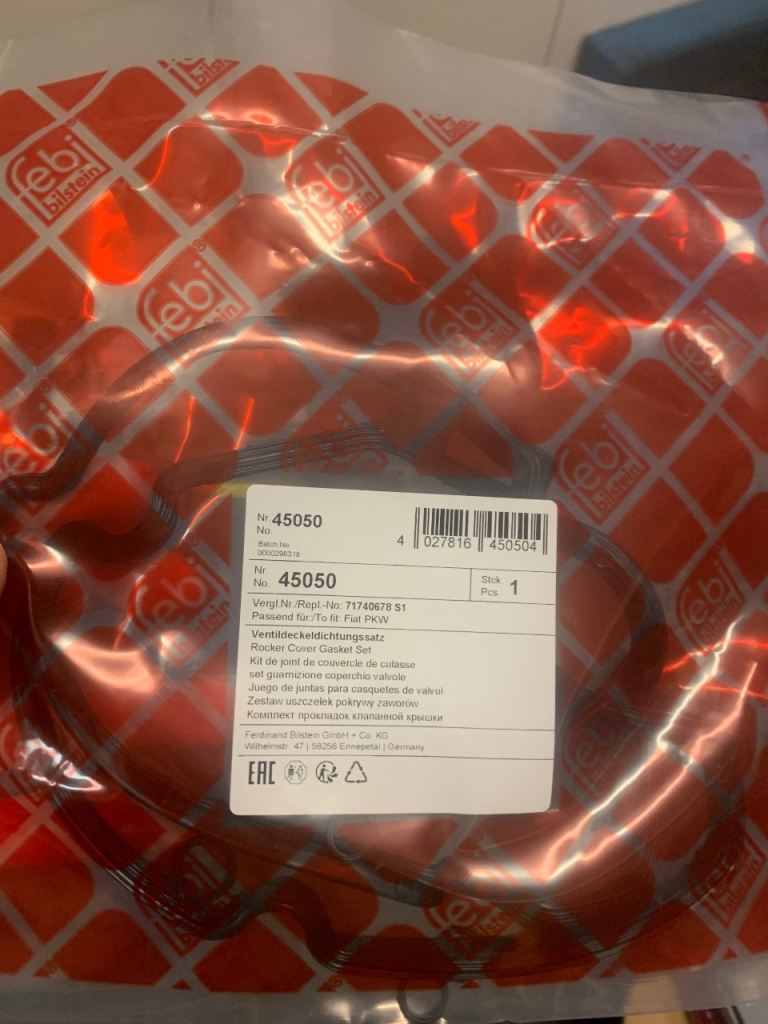 FIAT 500 Febi 45050 Rocker Cover Gasket Set - New