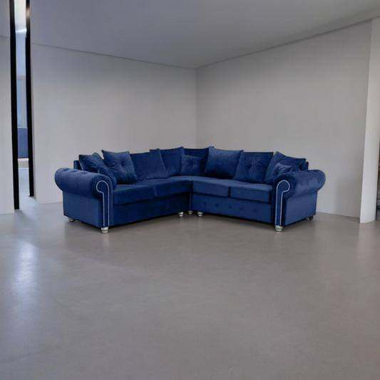 ✔❤New Ashwin Velvet L Shape Sofa 3+2 Seater With Cushion