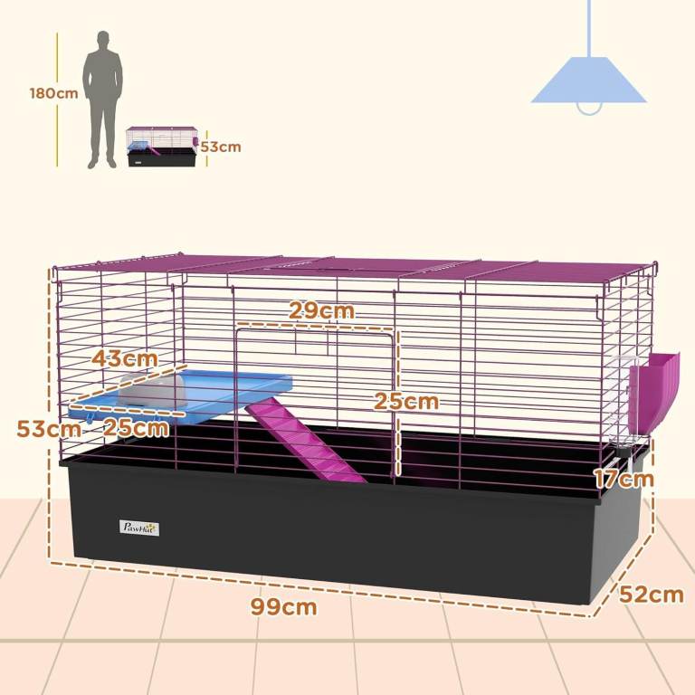PawHut Small Animal Cage (Guinea Pig / Chinchilla / Rabbit) – New