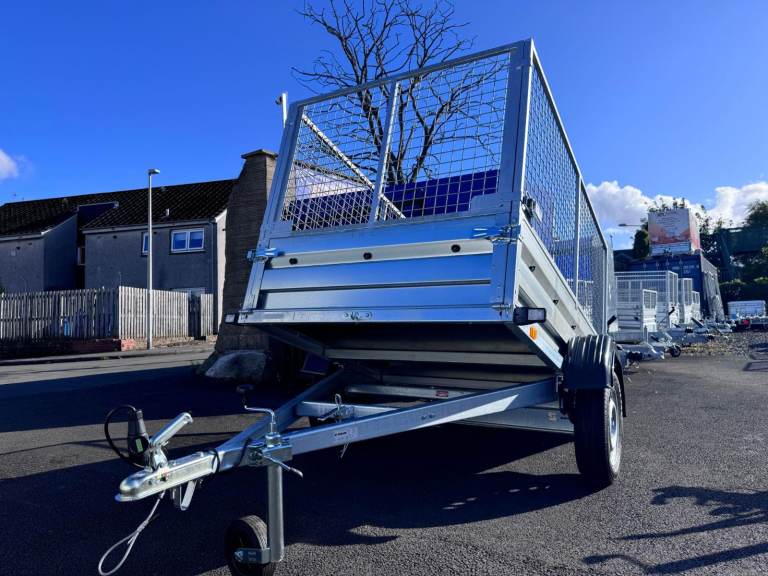 Brand new Zaslaw 205SU 7ft x 4ft single axle tipping trailer with 80cm mesh