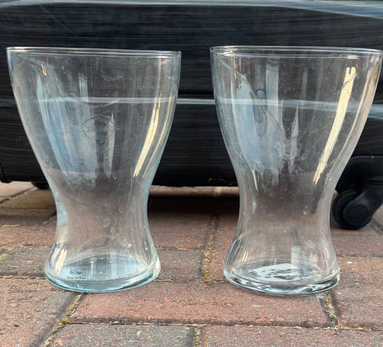Five Clear Glass Vases – Good Condition