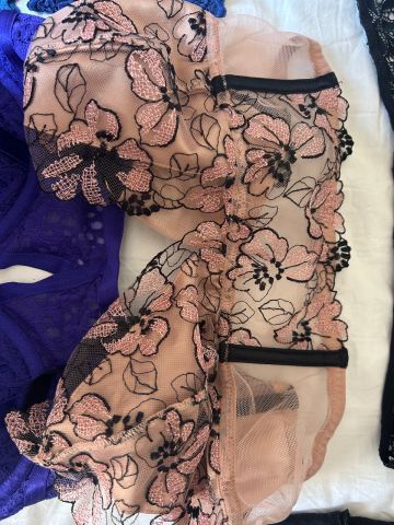 Black Mesh Bodysuit with Red Floral Embroidery | in Southsea