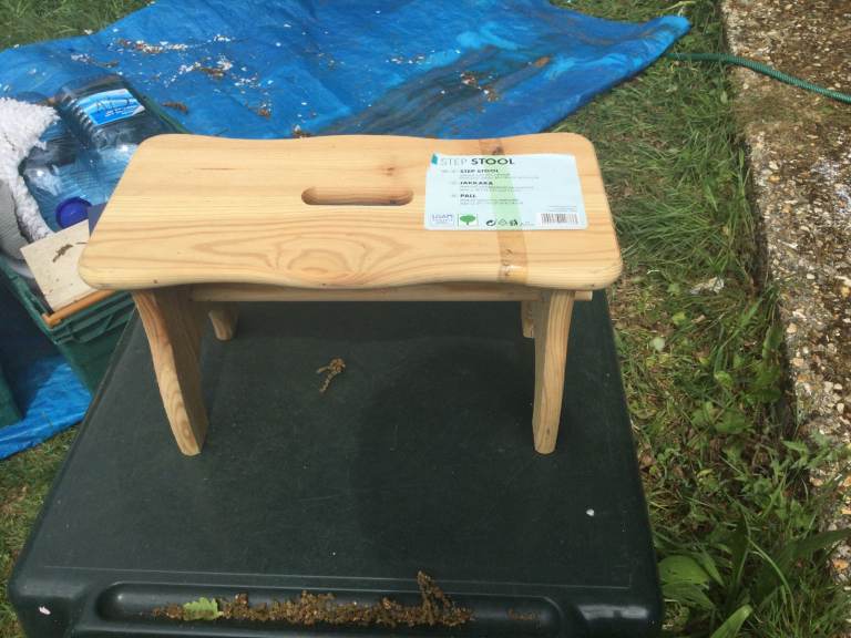 Small wooden step/sitting stool