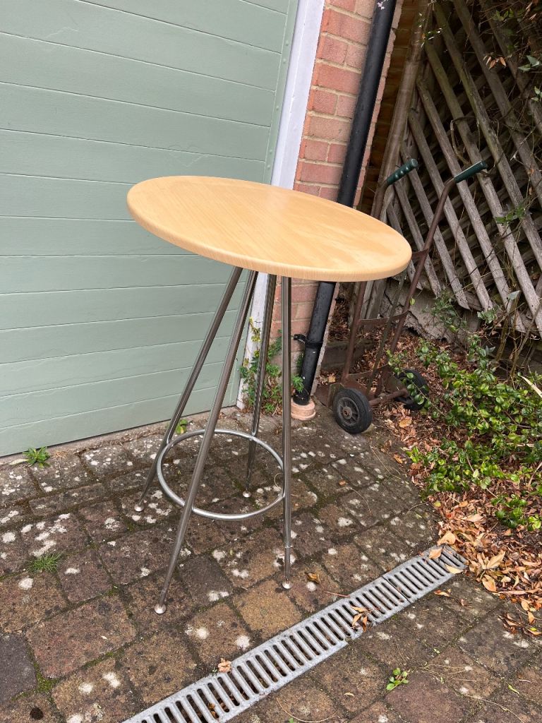 Wooden Top Bar Table with Metal Legs – fair  Condition