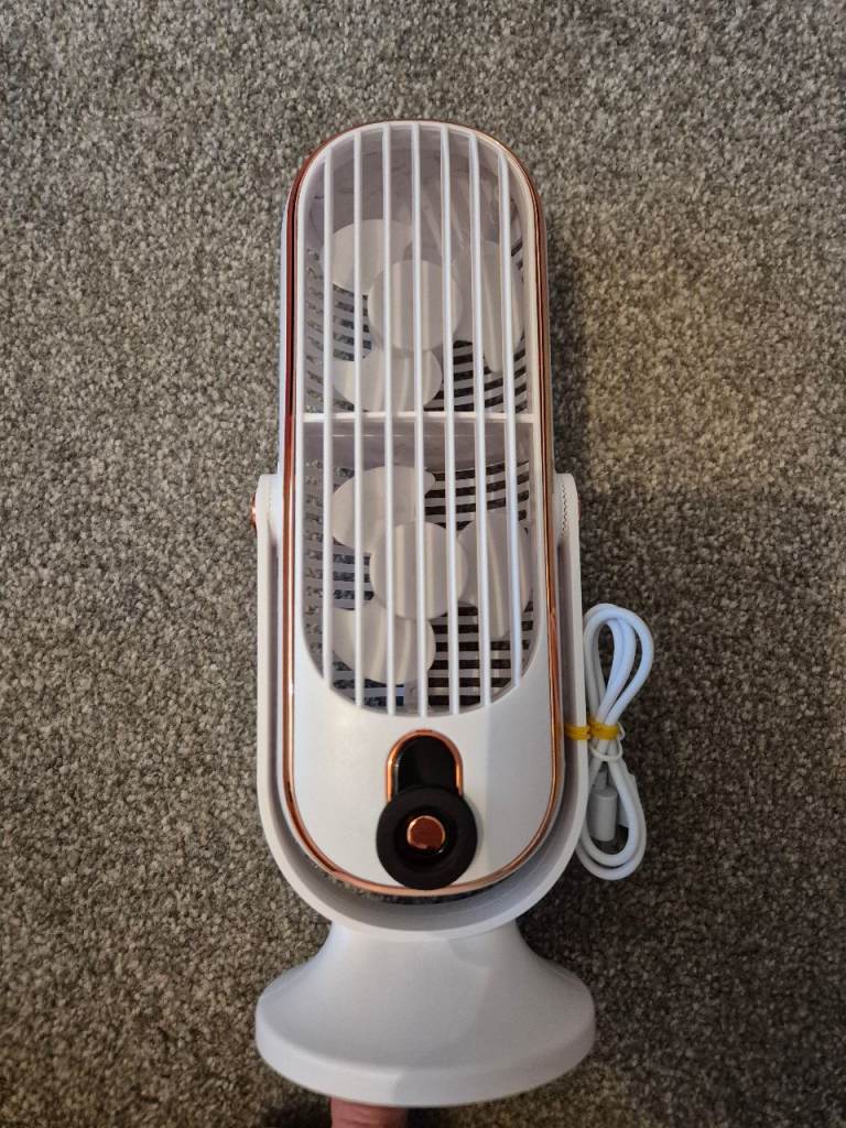 Portable USB Desk Fan - White & Rose Gold, As Good As New