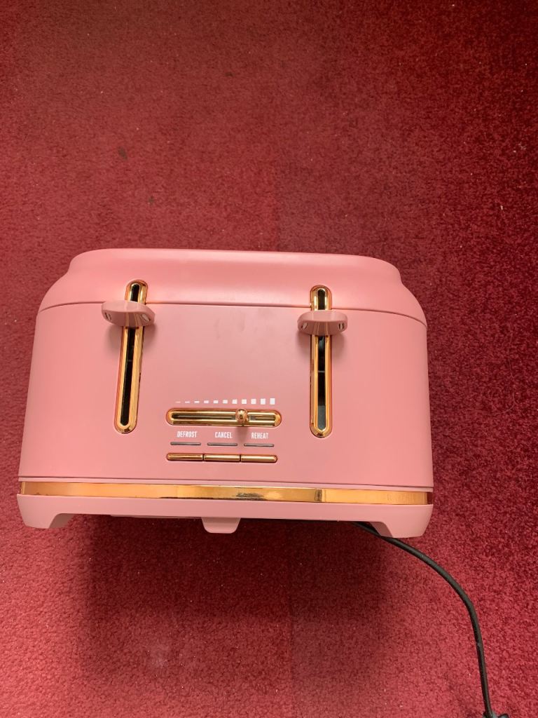 Dunelm 4-Slice Toaster - Pink and Gold