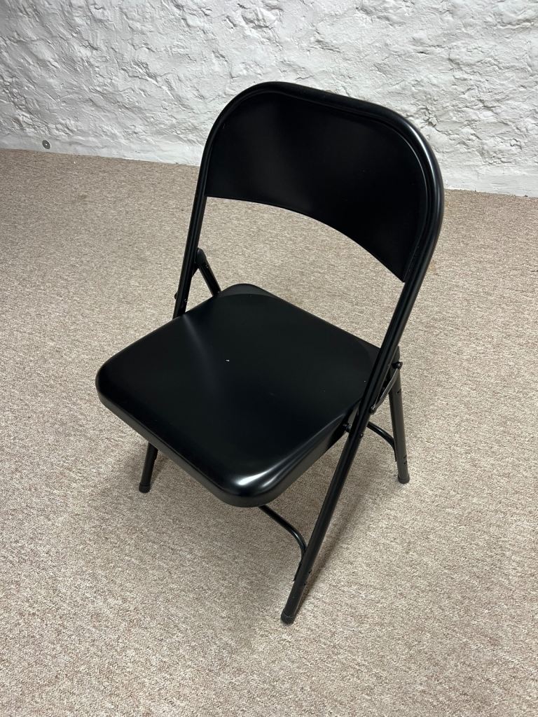 image for Set of 5 Black Metal Folding Chairs in excellent condition 