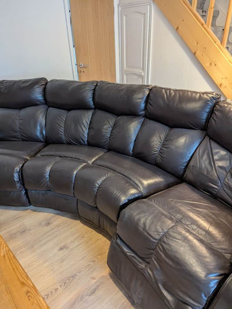 Black leather sofa