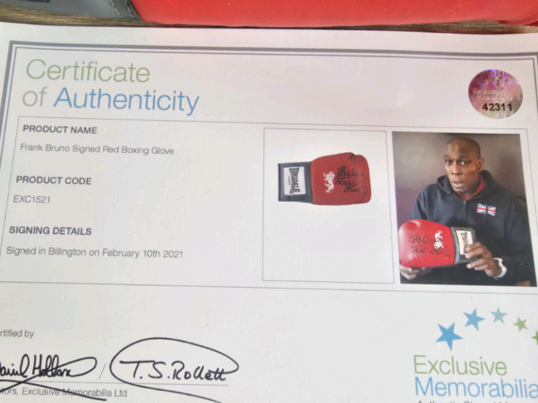 Frank Bruno signed boxing glove. Swindon 