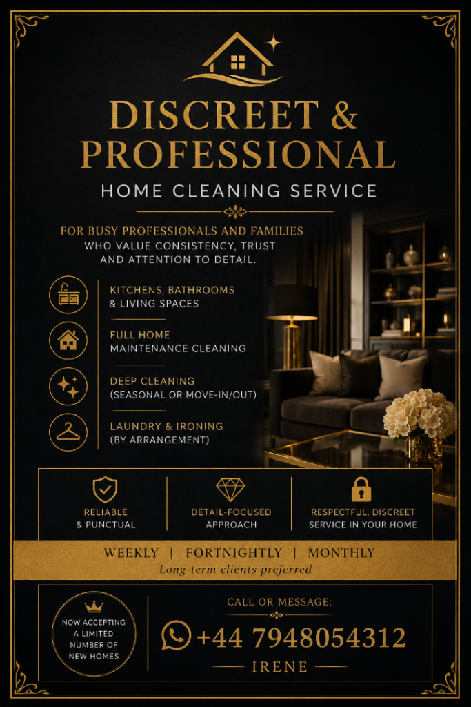 Experienced Domestic Cleaner – Weekly, Fortnightly & Deep Cleaning