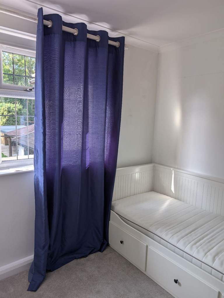 Next Blue Satin Lined Eyelet Curtains - 2 pairs available 