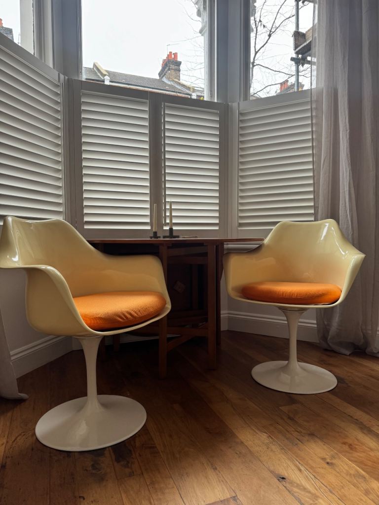 Vintage 70s Tulip Chairs (Pair) – Space Age Cream & Orange