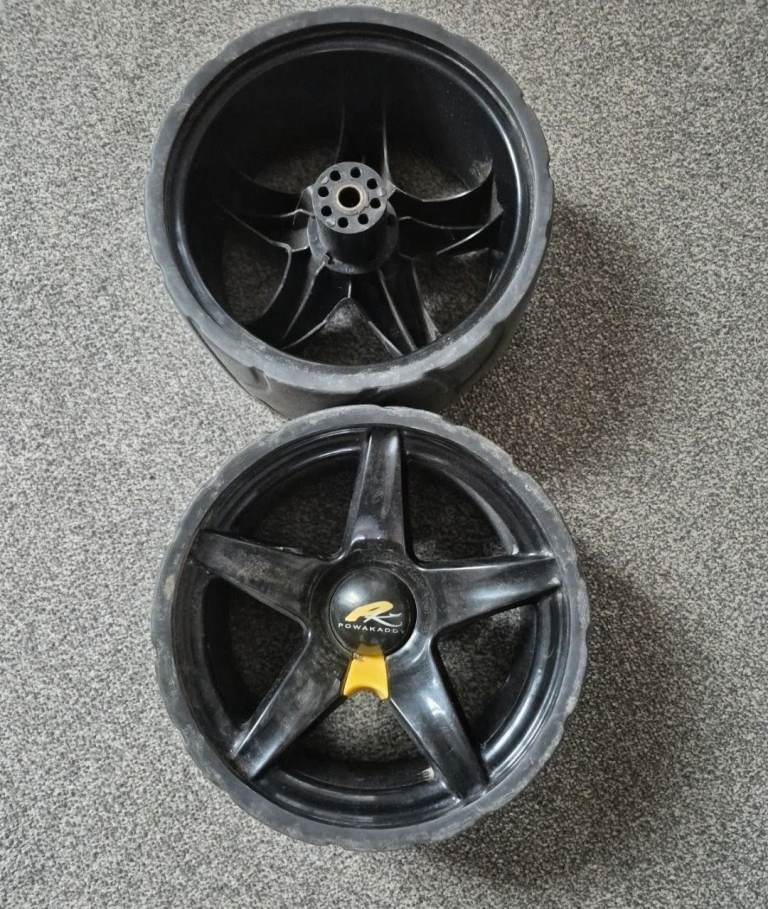 Powakaddy extra WIDE golf trolley wheels. Pickup cardiff or post anywhere uk
