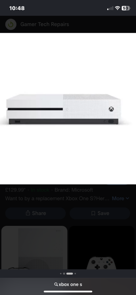 Microsoft Xbox One S Console – White, Good Condition