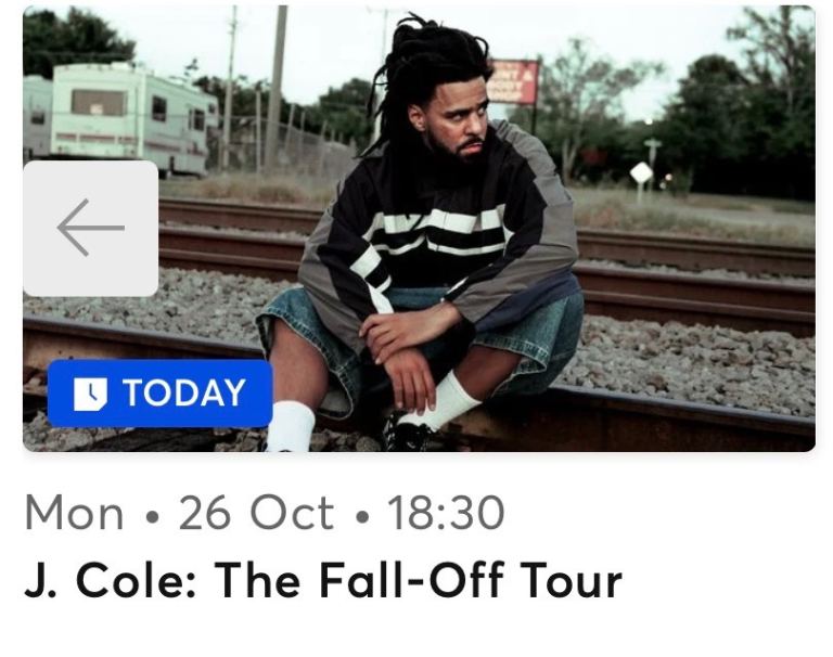 J. COLE : STANDING TICKET 1 X £80