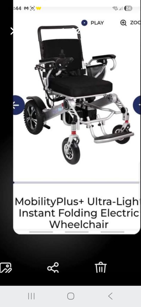 MobilityPlus+ Ultra-Light Instant Folding Electric Wheelchair - As Good As New