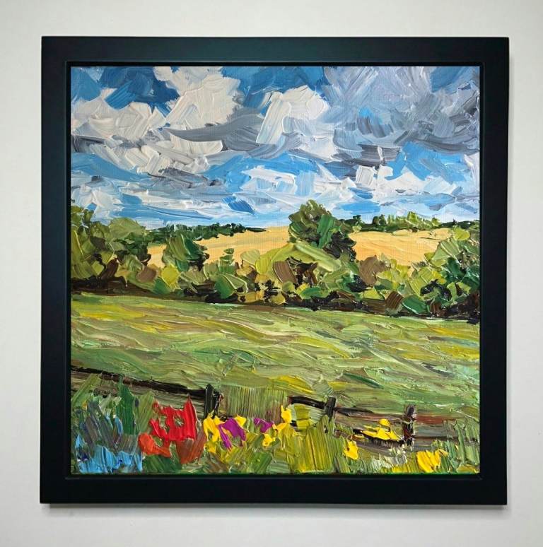 Rural Suffolk - original signed canvas painting framed art artwork landscape painting